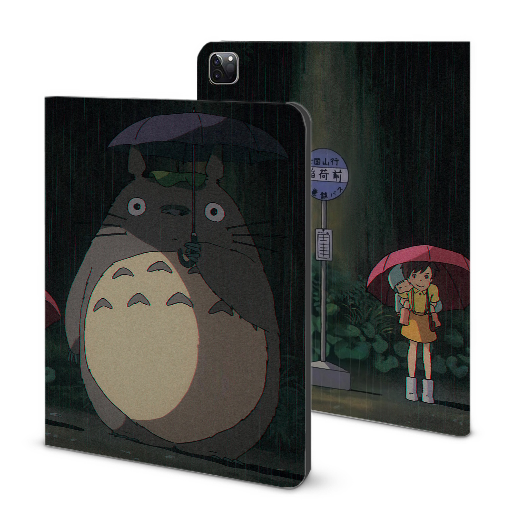 （画像用） となりのトトロ 草壁メイ 草壁サツキ My Neighbor Totoro Satsuki Kusakabe Mei Kusakabe IPad ケース ブック型 PUレザー TPU 耐衝撃 軽量 薄型 ペン収納なし 全面保護 IPad 各モデル対応